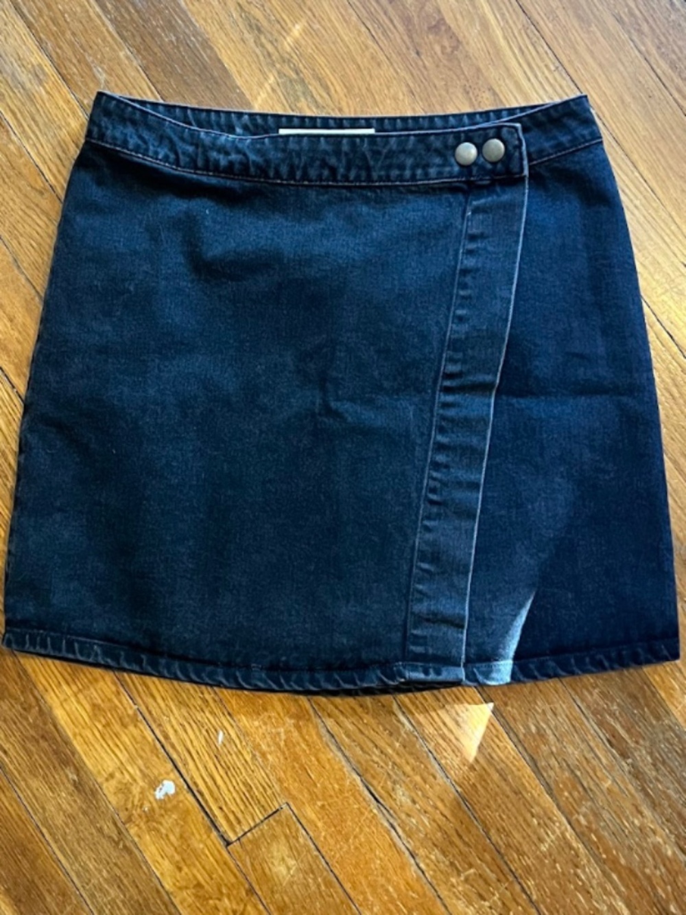 ASOS Black Denim Jean Wrap Mini Skirt Size 8